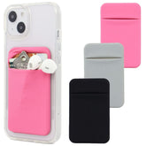 Fulgamo 3Pack Adhesive Phone Pocket,Cell Phone Stick On Card Wallet,Credit Cards/ID Card Holder(Double Secure) with Self Sticker for Back of iPhone,Android and All Smartphones-Black,Grey,Pink
